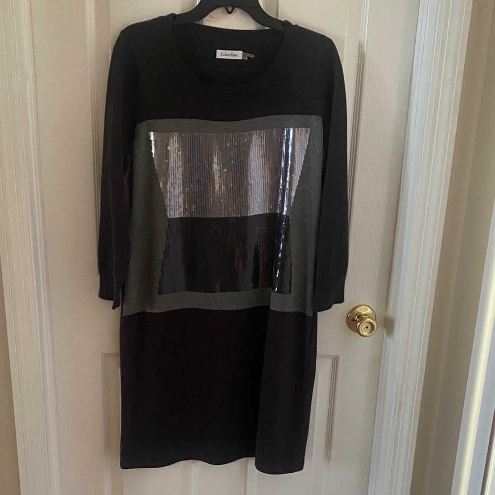 Classic Black Dress with Silver Sequin Detail